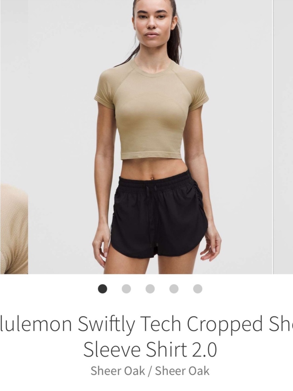 Lululemon Swiftly Tech Cropped Short Sleeve Shirt 2.0 Sheer Oak Sz 4